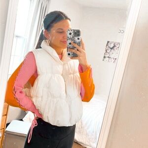 Pink and orange long sleeve crop top S